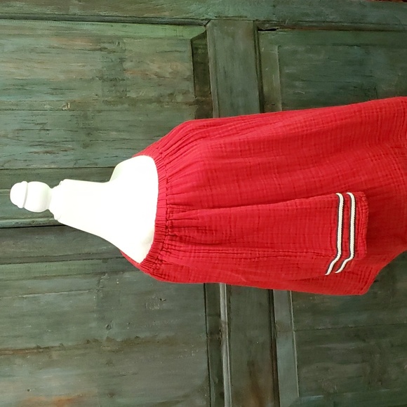 Michael Stars Red Double Gauze Off Shoulder Top, Size Small - Picture 3 of 6